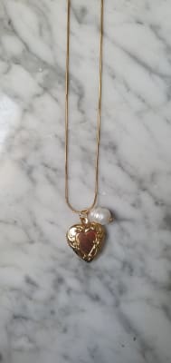 CADENA DE ACERO CORAZON LATON CANDY PERLA DE RIO