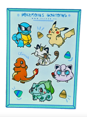 Lámina de Stickers Pokemones guatones1