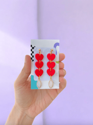 Aros Trio Corazones Rojo