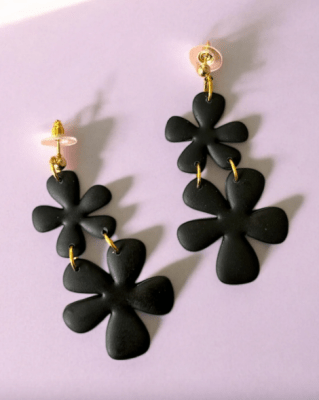 Aros Duo Flores Negro1
