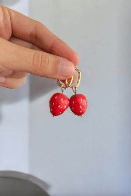 Aros Frutilla Cerámica