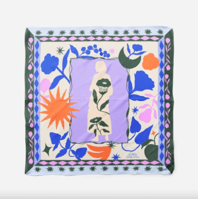 Pañuelo Jardín Azul 90x90