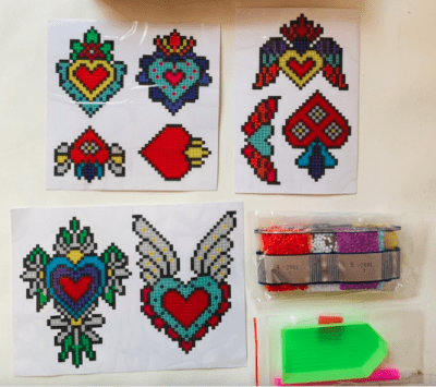 Stickers pinta diamantes- Corazones1