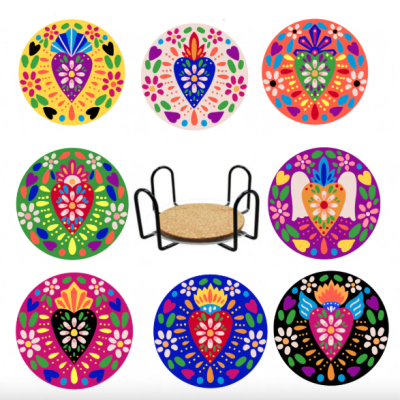 Kit de posavasos pintura con diamante - Flor de frida I1