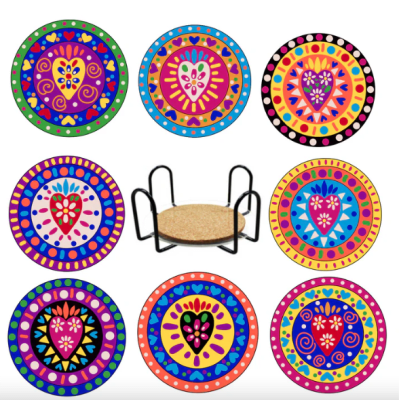 Kit de posavasos pintura con diamante - Flor de frida II