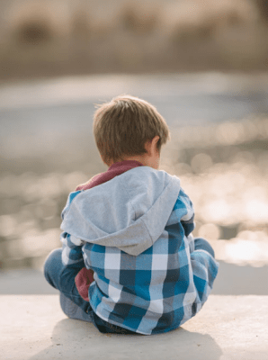 Camisa Franela niño azul con blanco