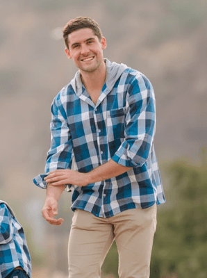 Camisa Franela Hombre Gustavo azul con blanco