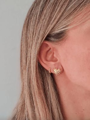 Aros Corazón pelotitas Baño de Oro