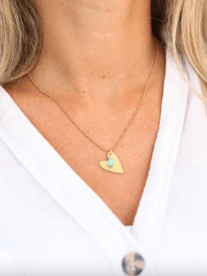 Collar Huellas Corazón Amazonita