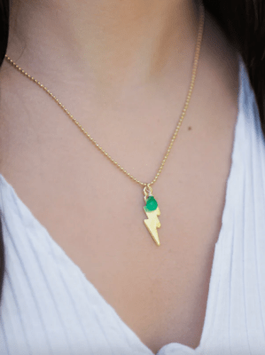 Collar Huellas Rayo Ónix Verde