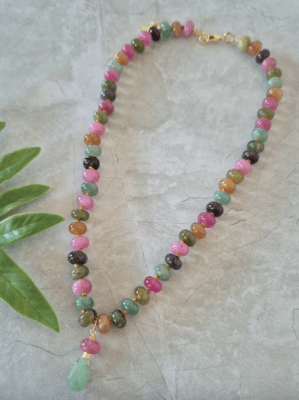 Collar Delirio Turmalinas jade pastel