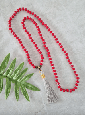 Collar Largo Isadora Rojo Gris