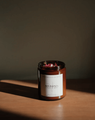 Vela de cera de soja Sintonia (lavanda y ambar)