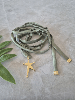 Collar Estrella Seda Verde1