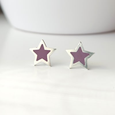 Aros estrellas pequeñas moradas