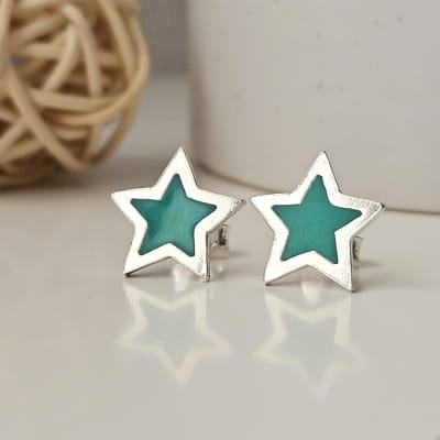 Aros estrellas pequeñas turquesas