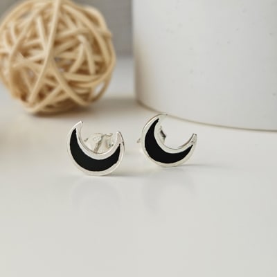 Aros lunas pequeñas negras