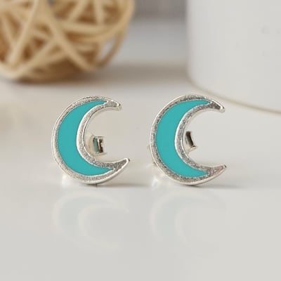 Aros lunas pequeñas turquesas