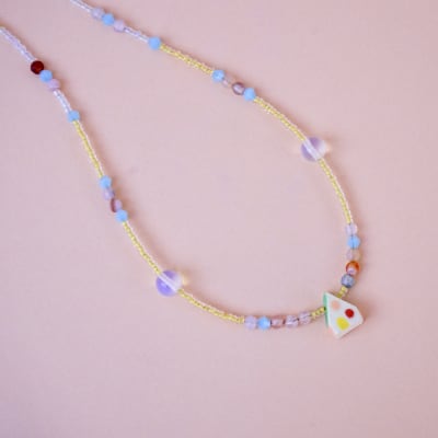 Collar casita amarillo ágata piedra luna 021