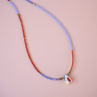 Collar casita rojo celeste 011
