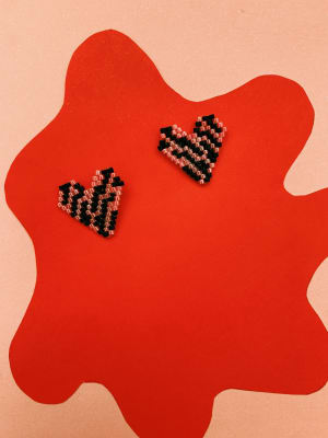 Aros corazón rosa negro