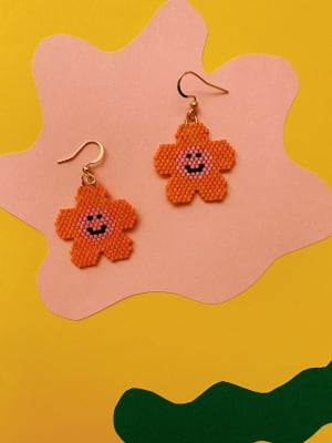 Aros flores smile rosado naranjo