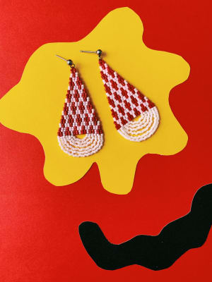 Aros triángulos rojo blanco