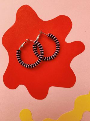 Aros argollas negro rosado