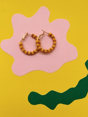 Aros argollas amarillo café