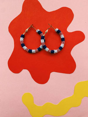 Aros argollas azul blanco rosado1