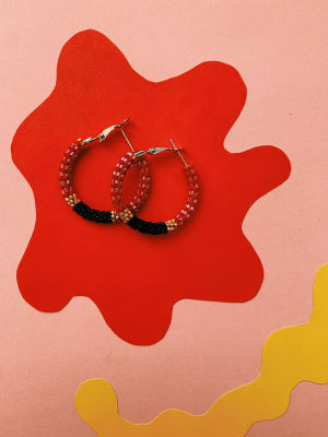 Aros argollas rojo rosado dorado negro