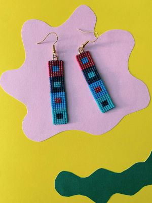 Aros bloques fucsia morado celeste verde