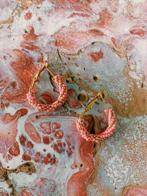 argollas pequeñas rosado y dorado