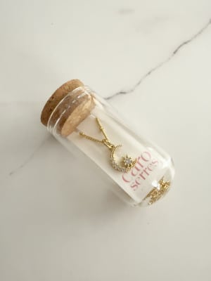 Collar Frasco Enchapado Oro Luna