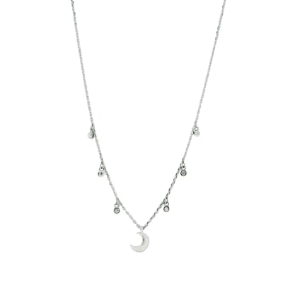 COLLAR MULTIBRILLOS LUNA PLATA