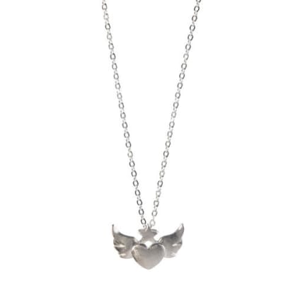 Collar plata corazón alas