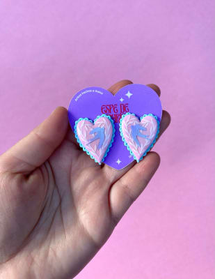 CORAZÓN DE GOLONDRINA ROSA Y CELESTE