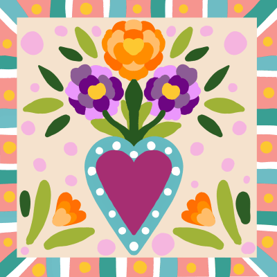 Kit de pintura diamantes corazon flor