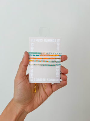 Pulsera Multivuelta Naranja Celeste Blombos