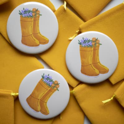 Espejo Botas floreadas