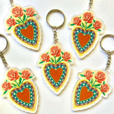 Llavero corazon flores1