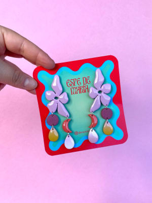 Aros FLOR ASIMÉTRICA LILA1