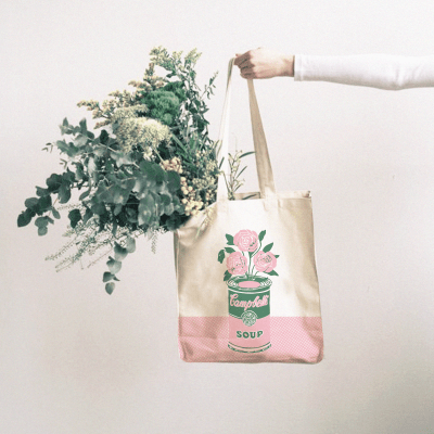 Tote Bag Campbell Rosa y Verde2