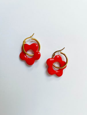 aros flor rojo