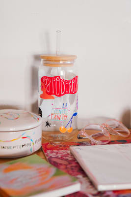 Vaso vidrio con bombilla
