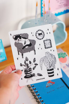 set stickers gato sillon