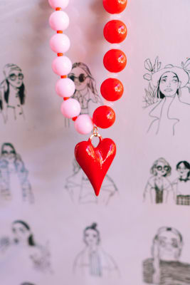 Collar bicolor rojo /rosa