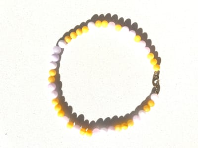 Collar Agatas amarillo y Rosa