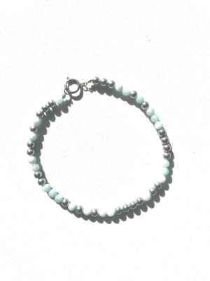 Collar Agata turquesa bolas y broche de acero 011