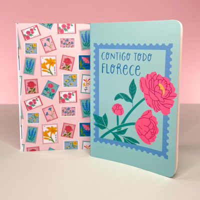 Set de Libretas Viaje flora - Estampillas florales1